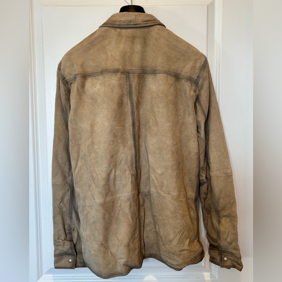 $698 NWT John Varvatos Suede Jacket 48 Tan Men's Lionell Leather Button Shirt - Picture 3 of 13